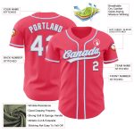 Personalized Neon Pink and Light Blue Baseball Jersey - Authentic Design Personalized Neon Pink Light Blue-White Authentic