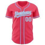 Personalized Neon Pink Light Blue-White Authentic Baseball Jersey Team Custom Name and Number