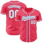 Personalized Neon Pink and Light Blue Baseball Jersey - Authentic Design Personalized Neon Pink Light Blue-White Authentic