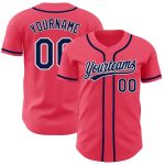 Personalized Custom Name and Number Baseball Jersey in Neon Pink Navy-White Authentic Design Personalized Neon Pink Navy-White
