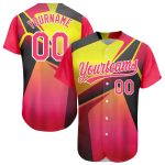 Personalized Neon Pink Neon Yellow-White 3D Pattern Design Abstract Sport Authentic Baseball Jersey Team Custom Name and Number