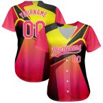 Personalized Neon Pink Neon Yellow-White 3D Pattern Design Abstract Sport Authentic Baseball Jersey Team Custom Name and Number
