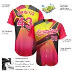 Personalized Neon Pink Neon Yellow-White 3D Pattern Design Abstract Sport Authentic Baseball Jersey Team Custom Name and Number