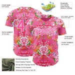 Personalized Northeast China Big Flower Baseball Jersey with Custom Name & Number, Neon Pink-White 3D Pattern Design Personalized