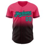 Personalized Neon Pink Pinstripe Aqua-Black Authentic Fade Fashion Baseball Jersey Team Custom Name and Number