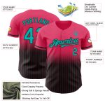 Personalized Neon Pink Pinstripe Aqua-Black Authentic Fade Fashion Baseball Jersey Team Custom Name and Number