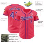 Personalized Neon Pink Purple-White Authentic Baseball Jersey Team Custom Name and Number