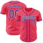 Personalized Neon Pink Purple-White Authentic Baseball Jersey Team Custom Name and Number