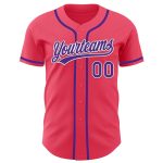 Personalized Neon Pink Purple-White Authentic Baseball Jersey Team Custom Name and Number