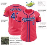 Personalized Neon Pink Royal-White Authentic Baseball Jersey Team Custom Name and Number