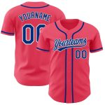 Personalized Neon Pink Royal-White Authentic Baseball Jersey Team Custom Name and Number