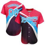 Personalized Neon Pink Sky Blue Purple-White 3D Pattern Design Abstract Sport Authentic Baseball Jersey Team Custom Name and Number