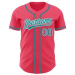 Custom Name and Number Personalized Baseball Jersey - Neon Pink Teal-White Authentic Team Apparel Personalized Neon Pink