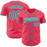 Custom Name and Number Personalized Baseball Jersey - Neon Pink Teal-White Authentic Team Apparel Personalized Neon Pink