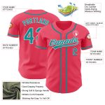 Custom Name and Number Personalized Baseball Jersey - Neon Pink Teal-White Authentic Team Apparel Personalized Neon Pink