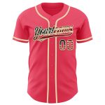 Personalized Neon Pink Vintage USA Flag-Cream Authentic Baseball Jersey Team Custom Name and Number