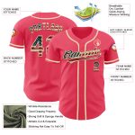 Personalized Neon Pink Vintage USA Flag-Cream Authentic Baseball Jersey Team Custom Name and Number