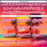 Custom Name and Number Hawaii Palm Trees Beach Sunrise 3D Pattern Neon Pink Baseball Jersey Personalized Neon Pink White