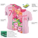 Personalized Neon Pink White 3D Tropical Hawaii Palm Leaves And Flower Performance T-Shirt Team Custom Name and Number