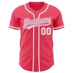 Custom Name and Number Authentic Baseball Jersey in Neon Pink and White - Personalized Team Apparel Personalized Neon Pink