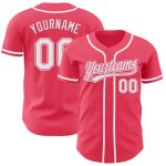 Custom Name and Number Authentic Baseball Jersey in Neon Pink and White - Personalized Team Apparel Personalized Neon Pink