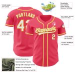 Personalized Neon Pink White-Yellow Authentic Baseball Jersey Team Custom Name and Number