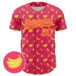 Custom Name Number Baseball Jersey 3D Pattern Fruit Banana Neon Pink Yellow Design Authentic Team Apparel Personalized Neon