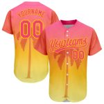 Personalized Neon Pink Yellow 3D Pattern Design Hawaii Palm Trees Authentic Baseball Jersey Team Custom Name and Number