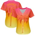 Personalized Neon Pink Yellow 3D Pattern Design Hawaii Palm Trees Authentic Baseball Jersey Team Custom Name and Number