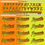 Personalized Neon Yellow Bay Orange-Black Bomber Full-Snap Varsity Letterman Gradient Fashion Jacket Team Custom Name and Number