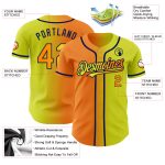 Personalized Neon Yellow Bay Orange-Navy Authentic Gradient Fashion Baseball Jersey Team Custom Name and Number