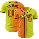Personalized Neon Yellow Bay Orange-Navy Authentic Gradient Fashion Baseball Jersey Team Custom Name and Number