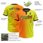 Personalized Neon Yellow Bay Orange-Navy Gradient Fashion Two-Button Unisex Softball Jersey Team Custom Name and Number
