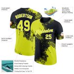 Personalized Neon Yellow Black-White 3D Pattern Design Abstract Brush Stroke Performance T-Shirt Team Custom Name and Number