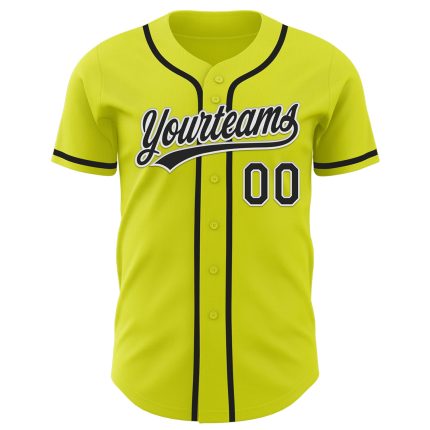 Personalized Neon Yellow Black-White Authentic Baseball Jersey Team Custom Name and Number
