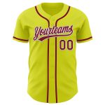 Personalized Neon Yellow Crimson-White Authentic Baseball Jersey Team Custom Name and Number