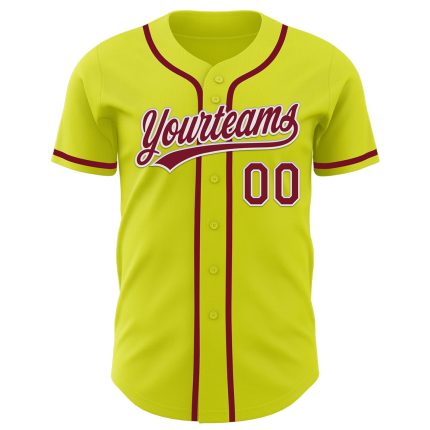 Personalized Neon Yellow Crimson-White Authentic Baseball Jersey Team Custom Name and Number