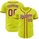 Personalized Neon Yellow Crimson-White Authentic Baseball Jersey Team Custom Name and Number