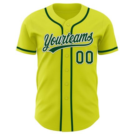 Custom Name and Number Authentic Baseball Jersey in Neon Yellow Green-White - Personalized Team Apparel Personalized Neon