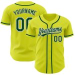 Custom Name and Number Authentic Baseball Jersey in Neon Yellow Green-White - Personalized Team Apparel Personalized Neon