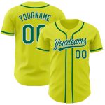 Personalized Neon Yellow Kelly Green-White Authentic Baseball Jersey Team Custom Name and Number