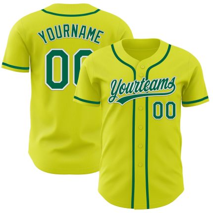 Personalized Neon Yellow Kelly Green-White Authentic Baseball Jersey Team Custom Name and Number