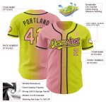 Personalized Neon Yellow Medium Pink-Black Authentic Gradient Fashion Baseball Jersey Team Custom Name and Number