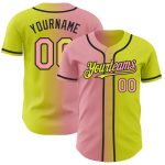 Personalized Neon Yellow Medium Pink-Black Authentic Gradient Fashion Baseball Jersey Team Custom Name and Number