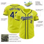 Personalized Neon Yellow Navy-White Authentic Baseball Jersey Team Custom Name and Number
