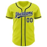 Personalized Neon Yellow Navy-White Authentic Baseball Jersey Team Custom Name and Number