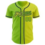 Personalized Neon Yellow Neon Green-Navy Authentic Gradient Fashion Baseball Jersey Team Custom Name and Number