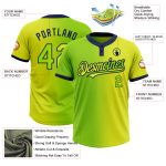 Custom Softball Jersey Unisex Neon Yellow Green Navy Gradient, Two-Button Design with Personalized Name and Number Personalized