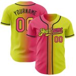 Personalized Neon Yellow Neon Pink-Black Authentic Gradient Fashion Baseball Jersey Team Custom Name and Number