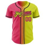 Personalized Neon Yellow Neon Pink-Black Authentic Gradient Fashion Baseball Jersey Team Custom Name and Number